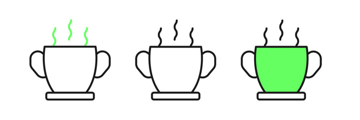 Set line Bowl of hot soup icon isolated on white background. Vector