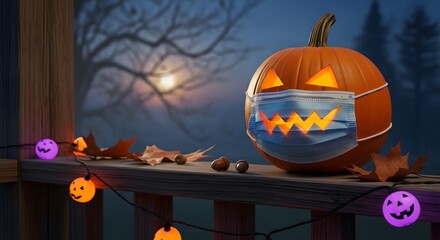 halloween pumpkin on the grave