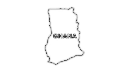 Black And White Ghana Map Outline Minimalist Monochrome Illustration