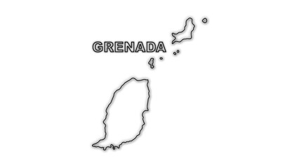 Black And White Grenada Map Outline Minimalist Monochrome Illustration