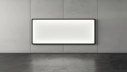 Blank white advertising billboard on the wall 