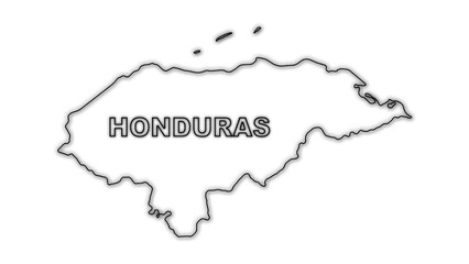 Black and White Honduras Map Outline Minimalist Monochrome Illustration