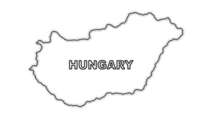 Black and White Hungary Map Outline Minimalist Monochrome Illustration