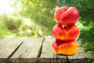 Fresh tasty ripe peach fruits