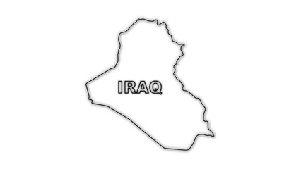 Black and White Iraq Map Outline Minimalist Monochrome Illustration