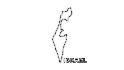 Fototapeta premium Black and White Israel Map Outline Minimalist Monochrome Illustration