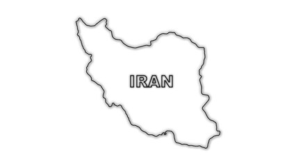 Black and White Iran Map Outline Minimalist Monochrome Illustration