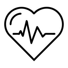 Modern heart symbol with heartbeat line, representing health, wellness, and medical care