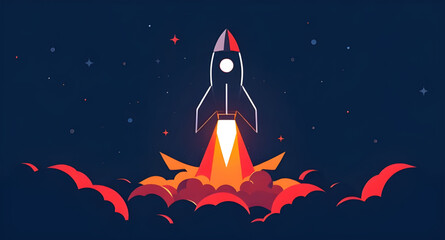rocket concept illustration, rocket spacecraft cartoon, rocket flames vector, outer universe rocket, rocket mission icon, launch rocket illustration © zpixel