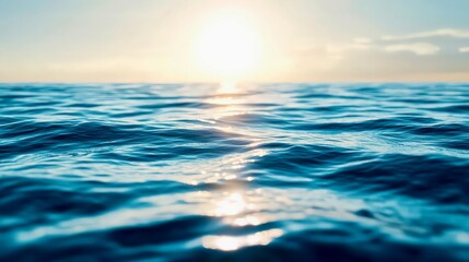 Obraz premium Ocean surface sunlight reflection waves sea horizon natural seascape background tranquil summer atmosphere design
