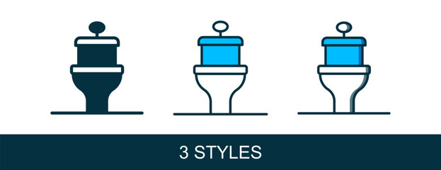 Filled outline Toilet bowl icon isolated on white background. Vector