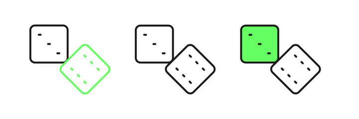Set line Game dice icon isolated on white background. Casino gambling. Vector
