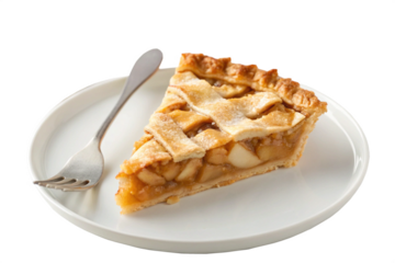 Apple Pie Slice Isolated on White Background