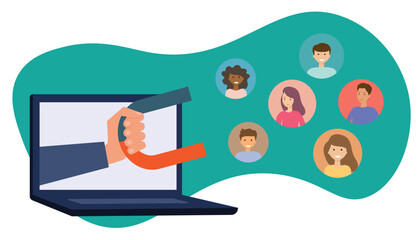 Lead generation, marketing campaign to attract client, customer or user to visit website, SEO strategy or traffic, online media advertising concept