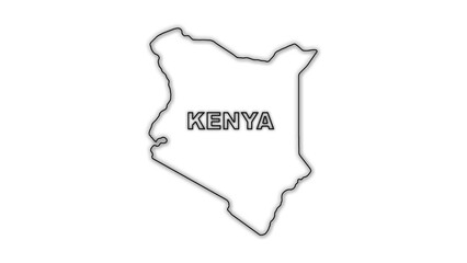 Black and White Kenya Map Outline Minimalist Monochrome Illustration