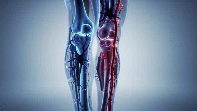 Conceptual 3D animation of necrotizing fasciitis affecting the bone.