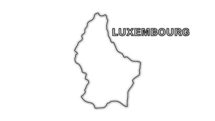 Black and White Luxembourg Map Outline Minimalist Monochrome Illustration