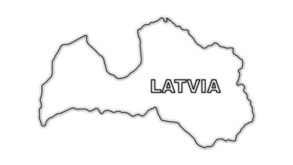 Fototapeta premium Black and White Latvia Map Outline Minimalist Monochrome Illustration