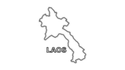 Black and White Laos Map Outline Minimalist Monochrome Illustration