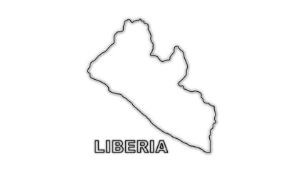 Black and White Liberia Map Outline Minimalist Monochrome Illustration