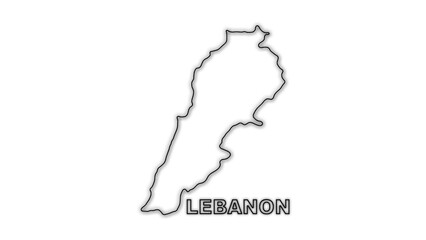 Black and White Lebanon Map Outline Minimalist Monochrome Illustration