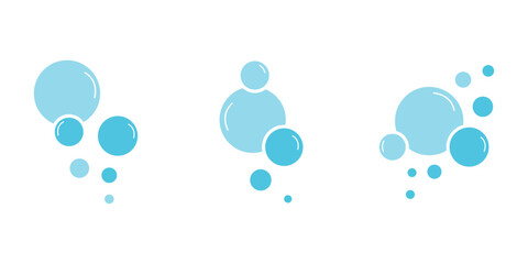 Fizzy Drink, Water Bubble Black and Blue Pictogram. Effervescent Champagne. Sphere Foam, Aquarium. Clear Soda Drops Line and Silhouette Icon Set. Soap ...