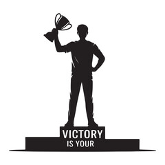Minimal winner man vector silhouette 2