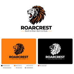 Roaring Lion Head Vector Symbol for Powerful Brand or Mascot Illustration.