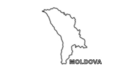 Black and White Moldova Map Outline Minimalist Monochrome Illustration