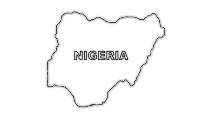 Black and White Nigeria Map Outline Minimalist Monochrome Illustration