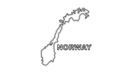 Black and White Norway Map Outline Minimalist Monochrome Illustration