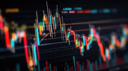 stockmarket online trading chart candlestick on crypto currency platform stock exchange financial market price candles graph data pattern analysis concept computer screen closeup background no logos 