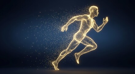 Digital Athlete - A Glowing Representation of Speed and Motion.