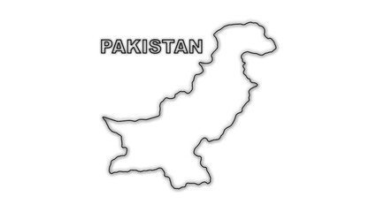 Fototapeta premium Black And White Pakistan Map Outline Minimalist Monochrome Illustration