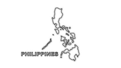 Obraz premium Black and White Philippines Map Outline Minimalist Monochrome Illustration