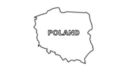 Black and White Poland Map Outline Minimalist Monochrome Illustration