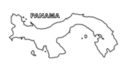 Black And White Panama Map Outline Minimalist Monochrome Illustration