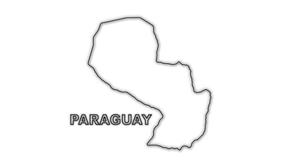 Black And White Paraguay Map Outline Minimalist Monochrome Illustration