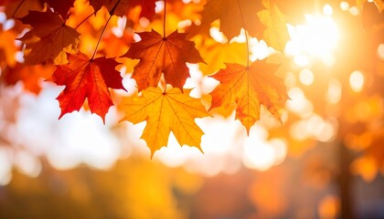 Golden Maple Leaves in Autumn Sunlight