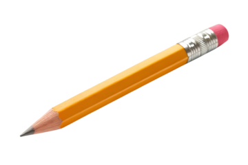 Yellow pencil with pink eraser isolated on white background