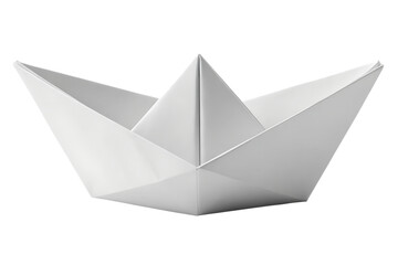 White paper boat origami isolated on white background