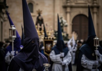 Solemn Procession of Faith: Penitents during Holy Week celebrations, Andalusia