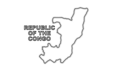 Black and White Republic Of The Congo Map Outline Minimalist Monochrome Illustration