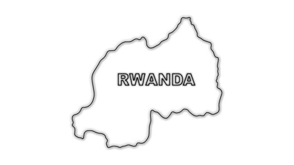 Black and White Rwanda Map Outline Minimalist Monochrome Illustration