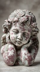 Fototapeta premium Marble angel bust leftangled threequarter view