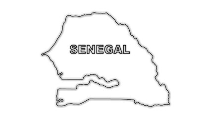 Black and White Senegal Map Outline Minimalist Monochrome Illustration