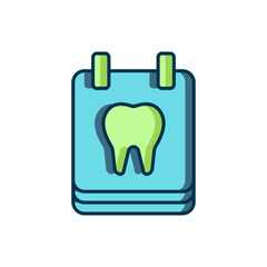 Filled outline Calendar with tooth icon isolated on white background. International Dentist Day, March 6. March holiday calendar. Flat filled outline style with shadow. Vector