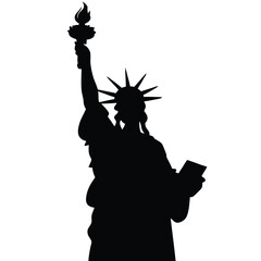 Black silhouette of Statue of Liberty holding torch and tablet 2