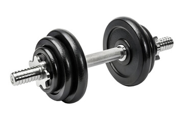 Fototapeta premium Adjustable dumbbell with weight plates isolated on white background