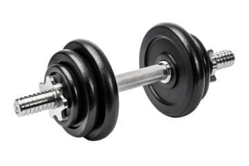Adjustable dumbbell with weight plates isolated on white background